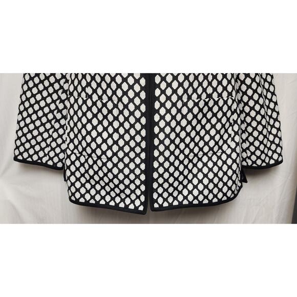 Nina MClemore JACQUARD DIAMOND CAR LONG SLEEVE BLACK COAT BLAZER JACKET SIZE 1 - Picture 3 of 7